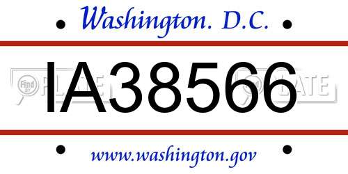 IA38566 District Of Columbia License Plate