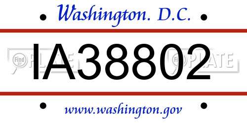 IA38802 District Of Columbia License Plate