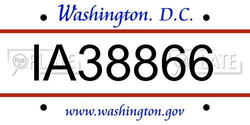 IA38866 District Of Columbia License Plate