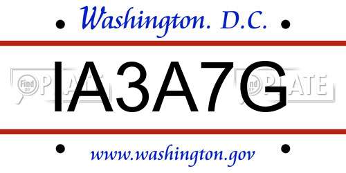 IA3A7G District Of Columbia License Plate