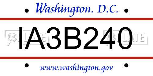 IA3B240 District Of Columbia License Plate