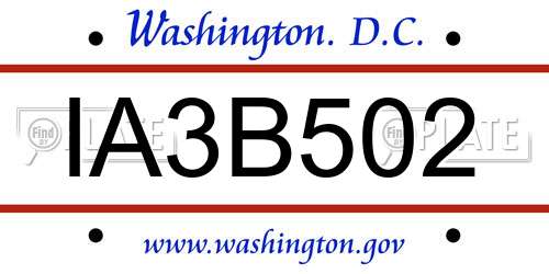 IA3B502 District Of Columbia License Plate