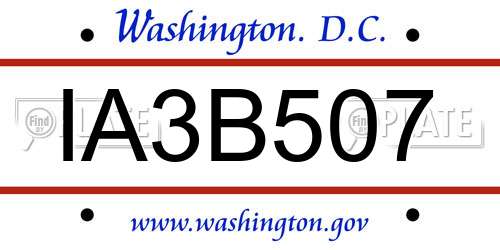 IA3B507 District Of Columbia License Plate