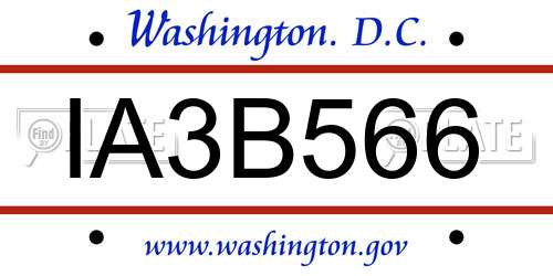 IA3B566 District Of Columbia License Plate