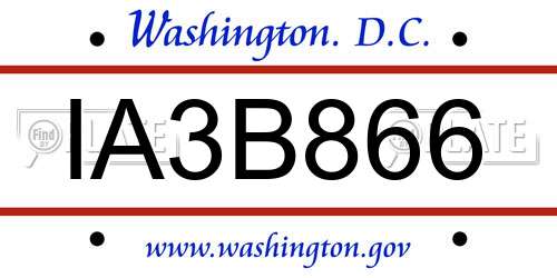 IA3B866 District Of Columbia License Plate