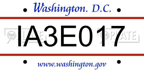 IA3E017 District Of Columbia License Plate