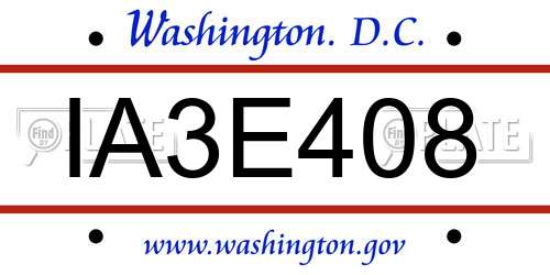 IA3E408 District Of Columbia License Plate
