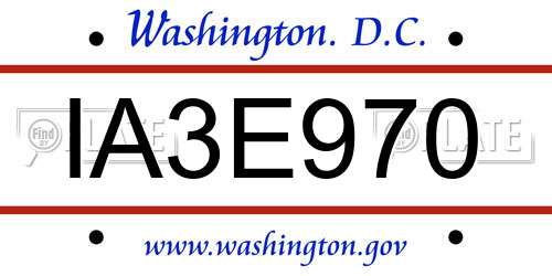 IA3E970 District Of Columbia License Plate