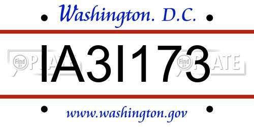 IA3I173 District Of Columbia License Plate