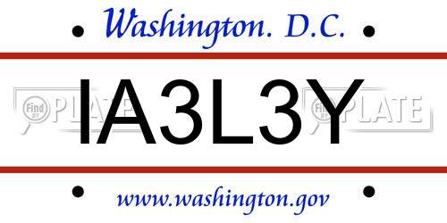 IA3L3Y District Of Columbia License Plate