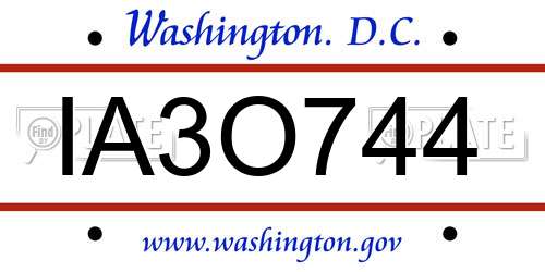 IA3O744 District Of Columbia License Plate