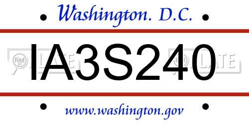 IA3S240 District Of Columbia License Plate