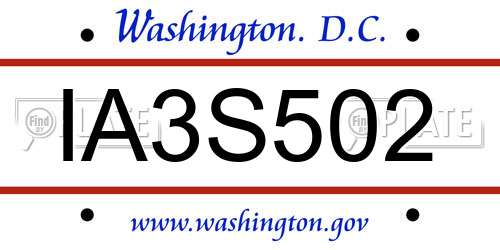 IA3S502 District Of Columbia License Plate