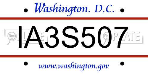 IA3S507 District Of Columbia License Plate