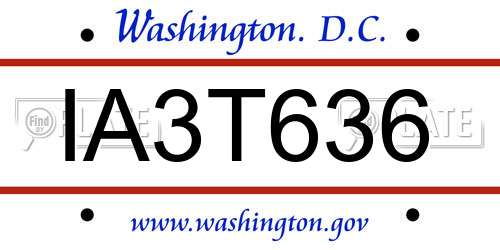 IA3T636 District Of Columbia License Plate