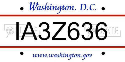 IA3Z636 District Of Columbia License Plate