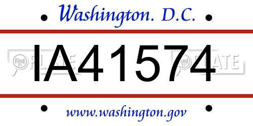 IA41574 District Of Columbia License Plate