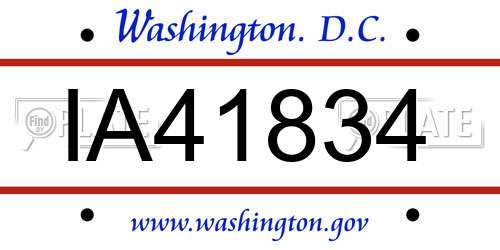 IA41834 District Of Columbia License Plate