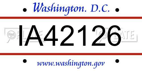 IA42126 District Of Columbia License Plate