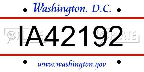 IA42192 District Of Columbia License Plate