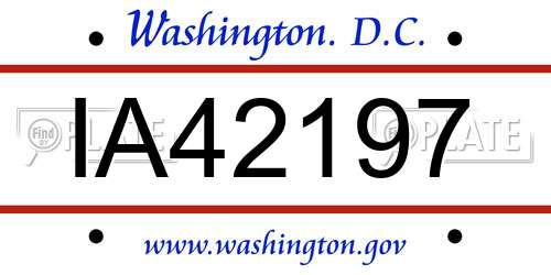 IA42197 District Of Columbia License Plate