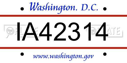 IA42314 District Of Columbia License Plate