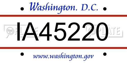 IA45220 District Of Columbia License Plate