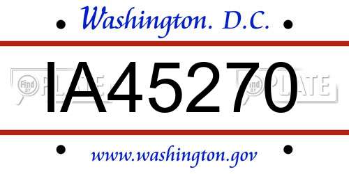 IA45270 District Of Columbia License Plate