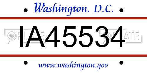 IA45534 District Of Columbia License Plate