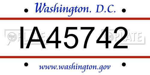 IA45742 District Of Columbia License Plate