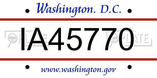 IA45770 District Of Columbia License Plate