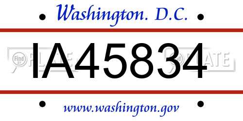IA45834 District Of Columbia License Plate