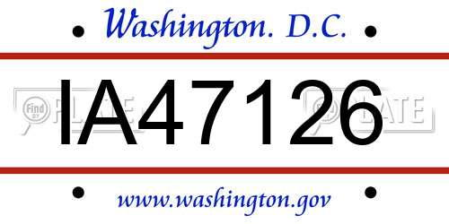 IA47126 District Of Columbia License Plate
