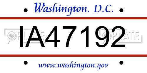 IA47192 District Of Columbia License Plate