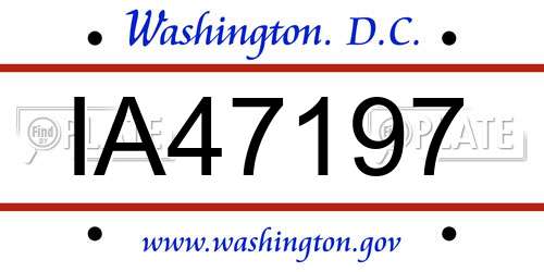 IA47197 District Of Columbia License Plate
