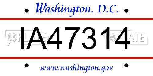 IA47314 District Of Columbia License Plate