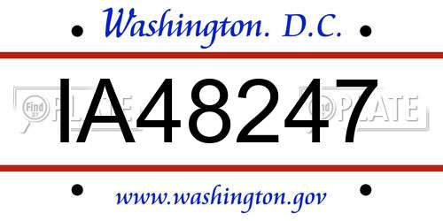 IA48247 District Of Columbia License Plate