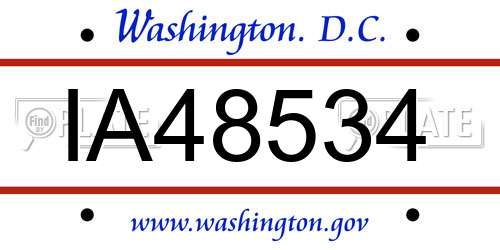 IA48534 District Of Columbia License Plate
