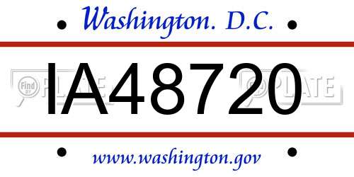 IA48720 District Of Columbia License Plate