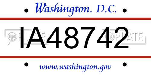 IA48742 District Of Columbia License Plate