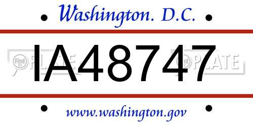 IA48747 District Of Columbia License Plate