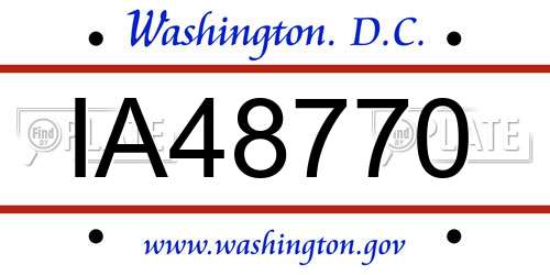 IA48770 District Of Columbia License Plate