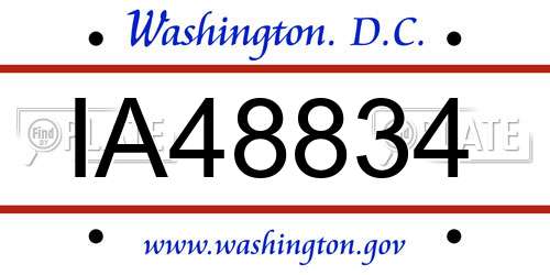 IA48834 District Of Columbia License Plate