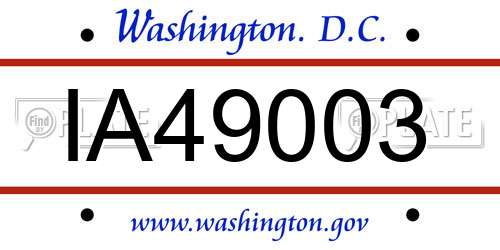 IA49003 District Of Columbia License Plate