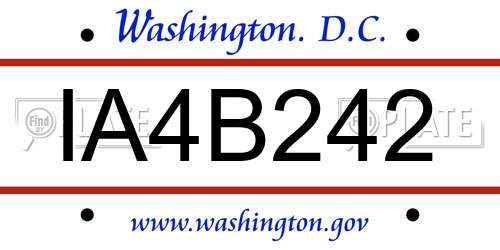 IA4B242 District Of Columbia License Plate