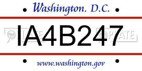 IA4B247 District Of Columbia License Plate