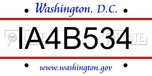 IA4B534 District Of Columbia License Plate