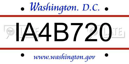 IA4B720 District Of Columbia License Plate