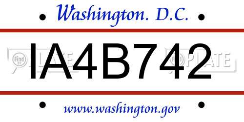 IA4B742 District Of Columbia License Plate