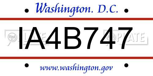 IA4B747 District Of Columbia License Plate